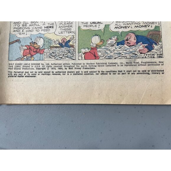 Whitman Walt Disney Uncle Scrooge No. 106 20¢ Cover 1973, 1954 Bagged Boarded - Picture 4 of 8